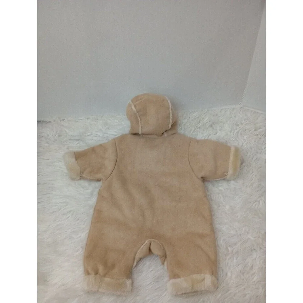The Childrens Place Baby Luxuries Tan Zip Up Button Snow Suit  SuedeLook Sz 0-3